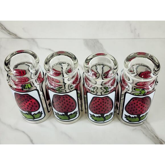 Libbey Strawberry Pedestal Tumbler Glass 16oz Retro 80's 6 1/2" x4 Vintage - Picture 12 of 14